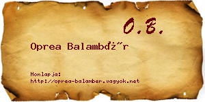 Oprea Balambér névjegykártya